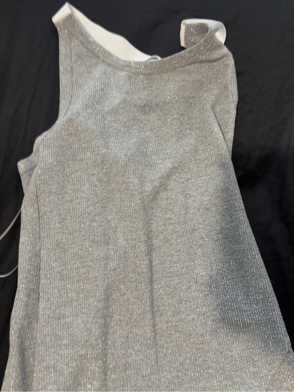 Off-White Silver Metallic Ribbed Tank